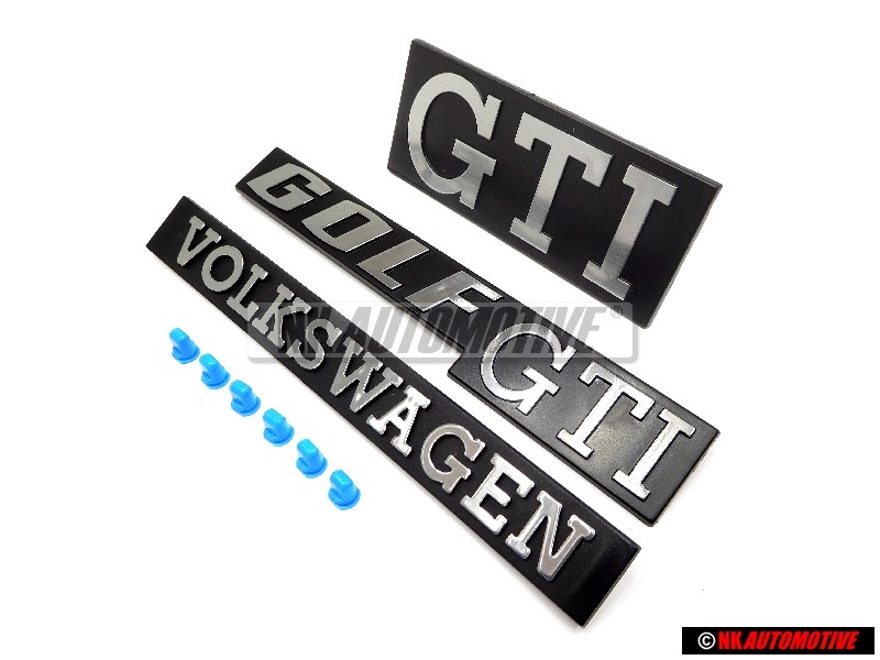 VW Original SET Insignias Traseras Delanteras Emblemas con Clips - Golf MK1 GTI