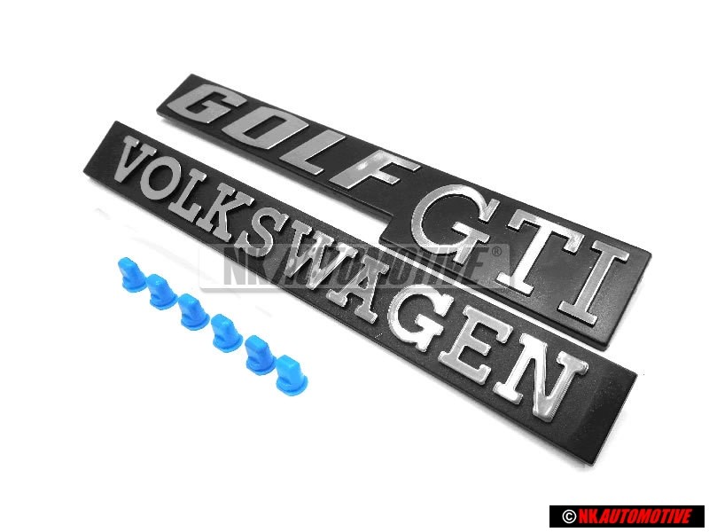 VW Original SET Insignias Traseras Emblemas con Clips de Fijación - Golf MK1 GTI
