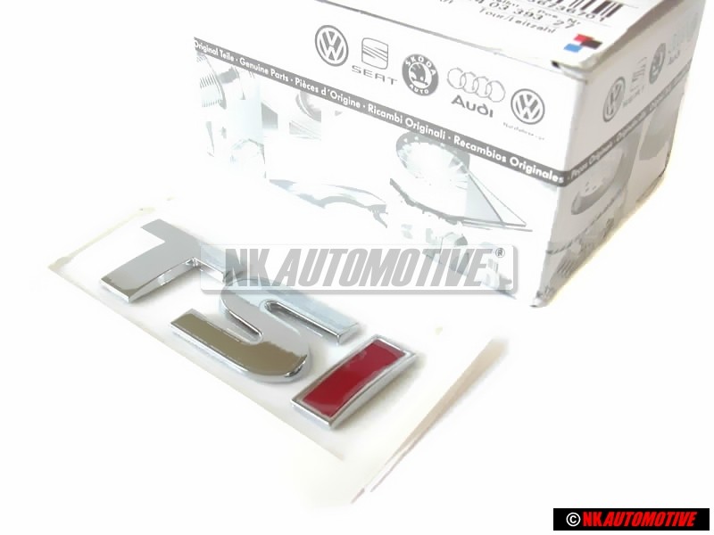 VW Original TSI Trasero Rotulo Insignia Emblema Cromo Rojo - 5K0853675M GQF