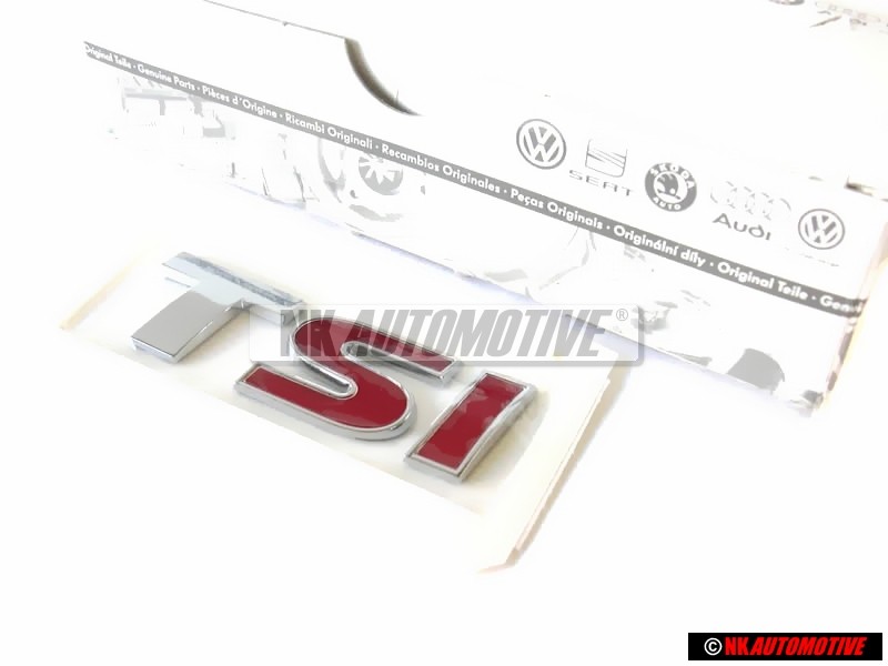 VW Original TSI Trasero Rotulo Insignia Emblema Cromo Rojo - 5K0853675N GQF