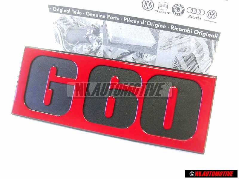VW Original G60 Frente Rotulo Insignia Emblema Negro Rojo - 191853679G
