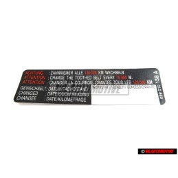 VW Original Adhesivo 'Atencion' Cambiar La Correa Dentada - 077010138B