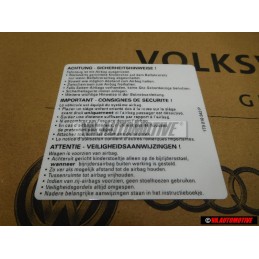 VW Original Adhesivo -Advertencia- Instrucciones De Seguridad - 1T0010342P