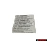 VW Original Adhesivo -Advertencia- Instrucciones De Seguridad - 1T0010342P