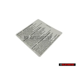 VW Original Adhesivo -Advertencia- Instrucciones De Seguridad - 1T0010342P