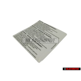 VW Original Adhesivo -Advertencia- Instrucciones De Seguridad - 1T0010342P