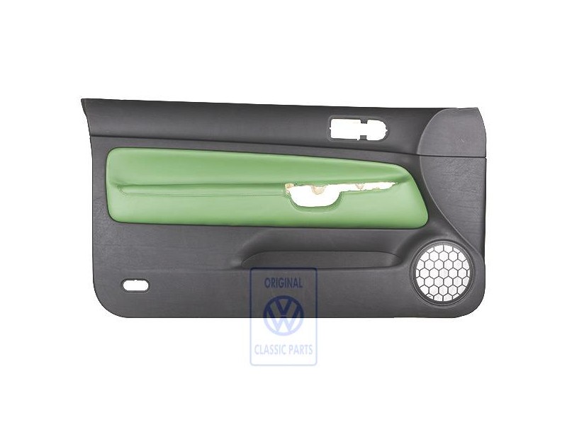 VW Original Panel De Puerta Cuero Negro/Verde Cosmic - 1J3867011CGGED