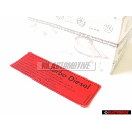 VW Original Placa 'Atencion Turbo' Diesel' ' Usar - 068010014S