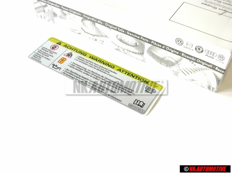 VW Original Placa Ident. 'Cuidado Alta Tension, Antes De Tocar - 8K0010520A