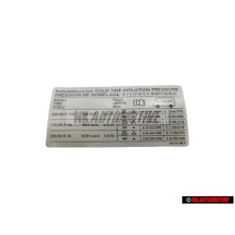 VW Original Adhesivo P. Presion Neumaticos - 7D0010266P