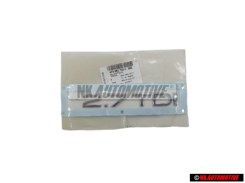 Audi Original 2.7 TDI Trasero Rotulo Insignia Emblema Cromo - 4F0853743C 2ZZ