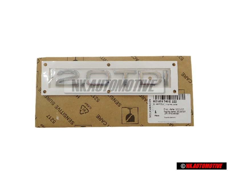 Audi Original 2.0 TDI Trasero Rotulo Insignia Emblema Cromo - 8E0853743E 2ZZ