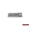 VW Original Placa de Identificacion Calefaccion Eberspaecher - 251010014M