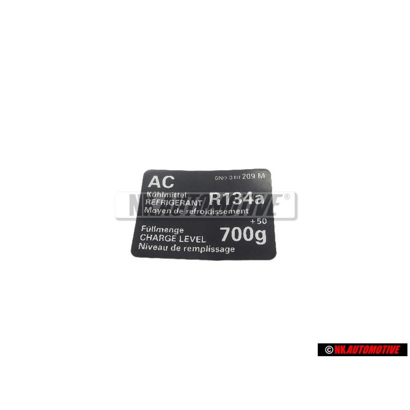 VW Original Adhesivo AC Agente Frigorifico R134A Capacidad - 6N0010209M