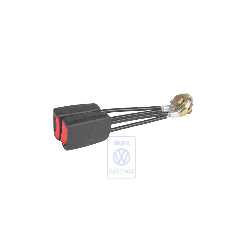 VW Original Cierre De Cinturon Doble Negro Satinado/Rojo Fuego - 1C0857488 FCN