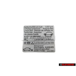VW Original Adhesivo P. Presion Neumaticos - 5N0010468A