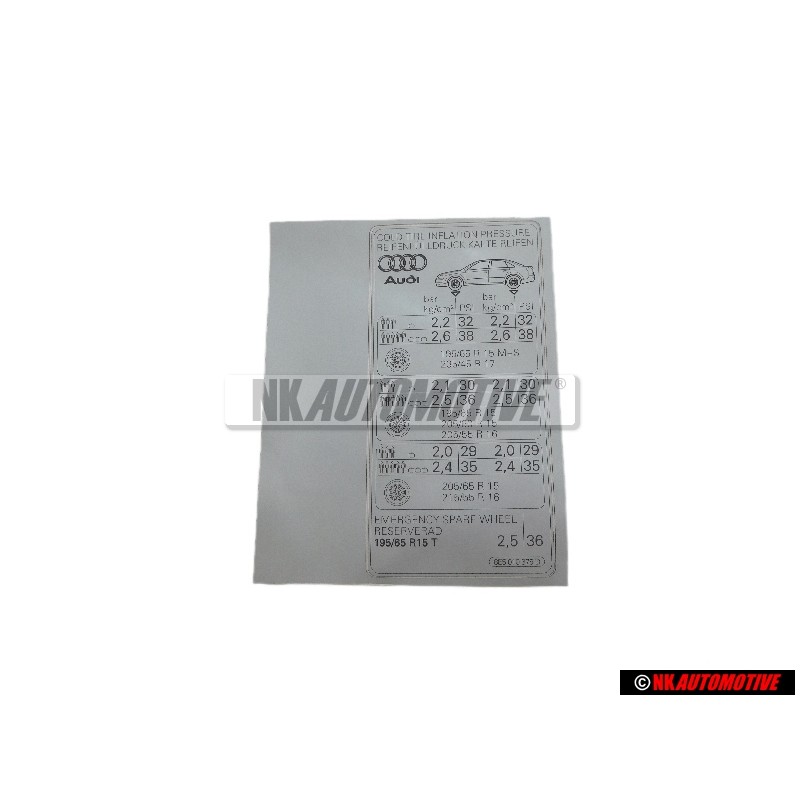 Audi Original adhesivo p. presion neumaticos - 8E5010375D