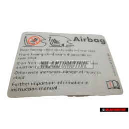 VW Original Adhesivo 'Airbag' Al Utilizar Asientos P. 