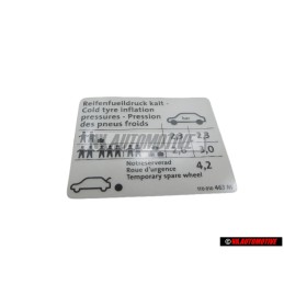 VW Original Adhesivo P. Presion Neumaticos - 1T0010463M
