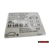 VW Original Adhesivo P. Presion Neumaticos - 1T0010644E