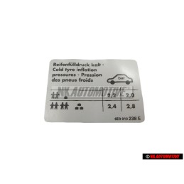 VW Original Adhesivo P. Presion Neumaticos - 6E0010238E