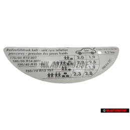 VW Original Adhesivo P. Presion Neumaticos - 6N0010267