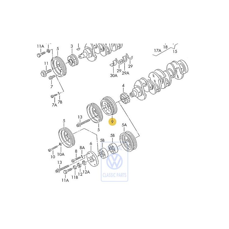 VW Original Polea Para Correa Trapezoidal Con Amortiguador - 068105243G
