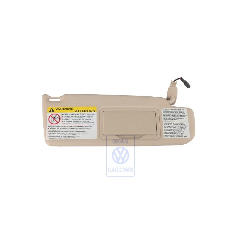 VW Original Parasol Con Espejo Y Cubierta Beige Crema - 3B0857552E 9PY