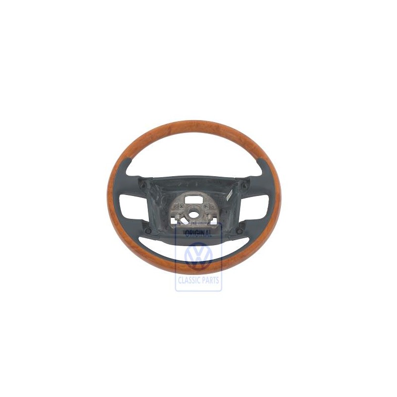VW Original Volante Madera/Cuero Azul Marino/Marron Castano - 3D0419091ABNKU