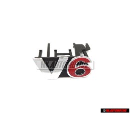 VW Original V6 Frente Rotulo Insignia Emblema Cromo Rojo - 1J6853679E GQF