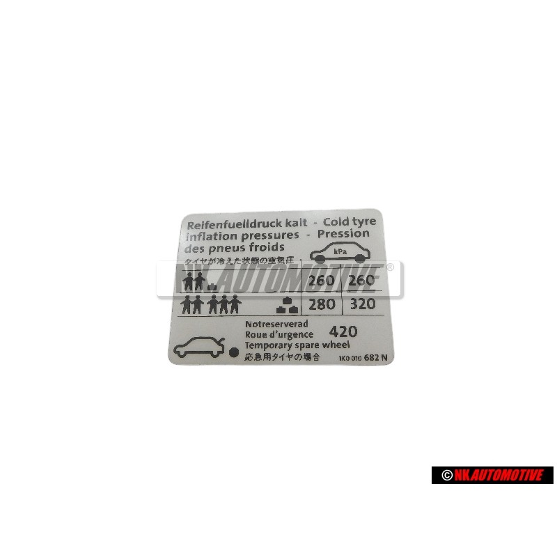 VW Original Rotulo Explicativo - 1K0010682N