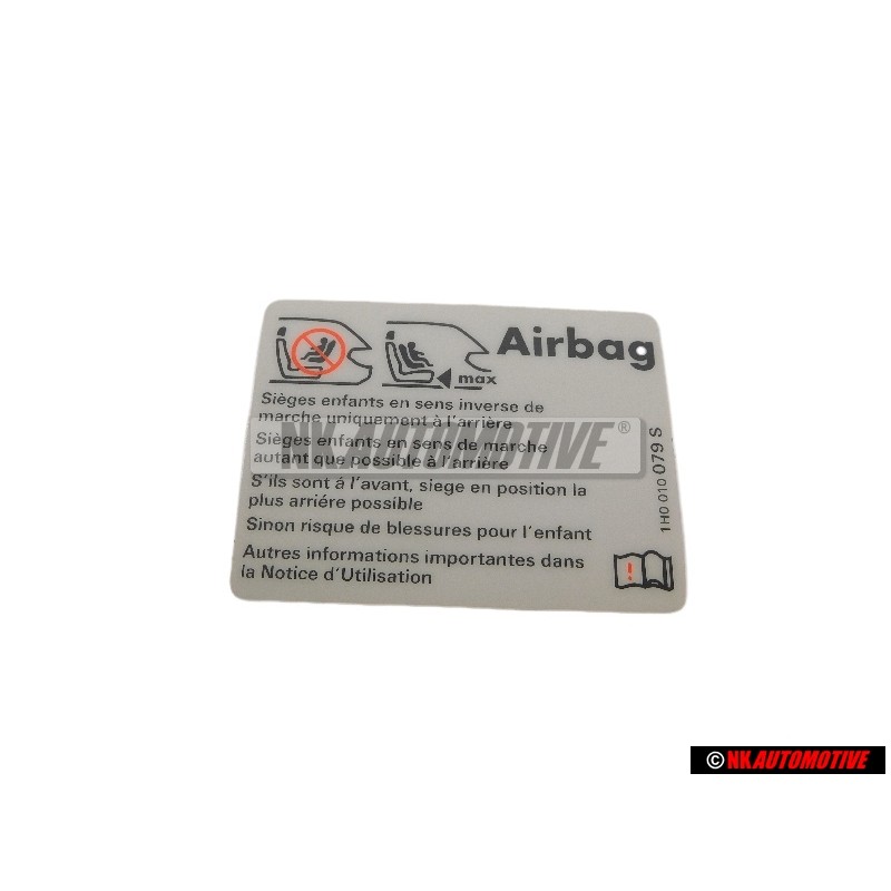 VW Original Adhesivo 'Airbag' Al Utilizar Asientos P. 