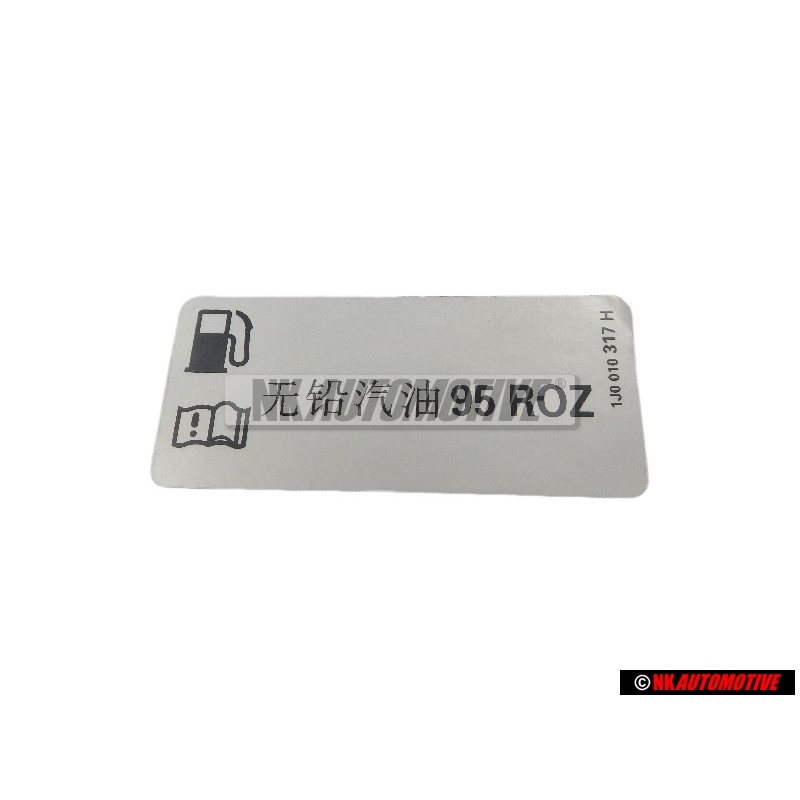 VW Original Placa De Identificacion 'Gasolina Sin Plomo' - 1J0010317H