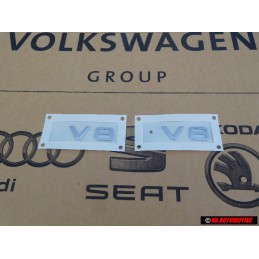 2x Audi Original V8 Lado Rotulo Insignia Emblema Cromo - 8E0853601B