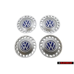 4x VW Original Tapacubos Plata Brillante/Azul/Blanco - 1C0601149D GTT