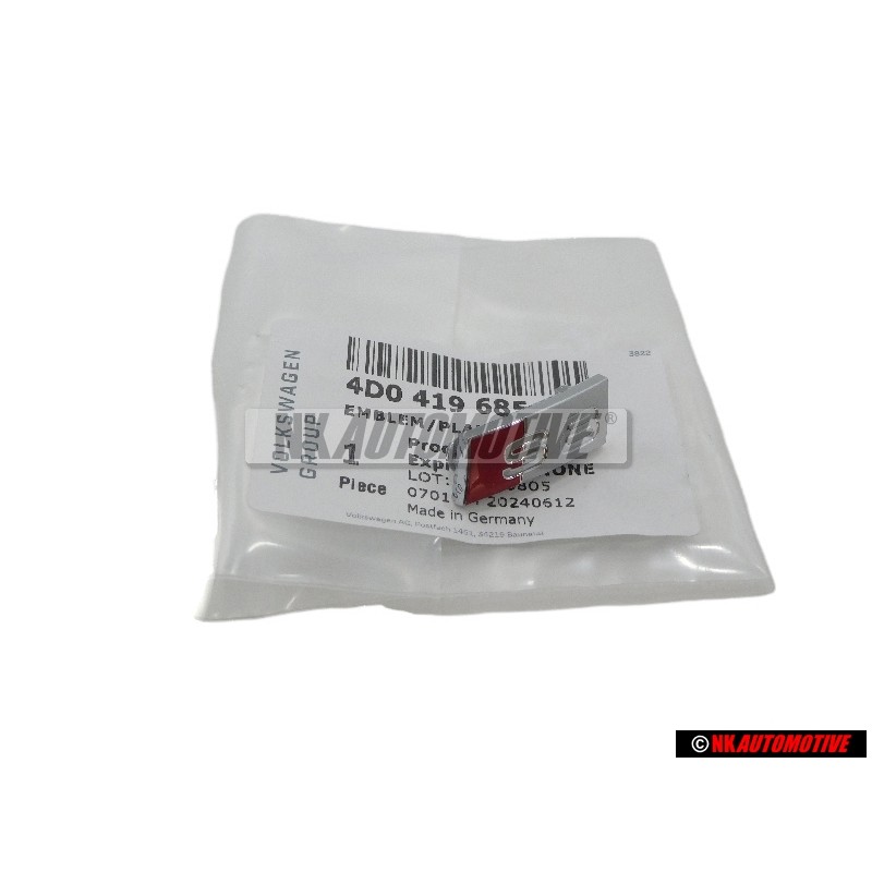 Audi Original S8 Volante Rotulo Insignia Emblema Cromo Rojo - 4D0419685A
