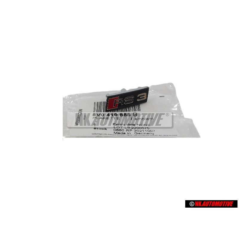 Audi Original RS3 Volante Rotulo Insignia Emblema Negro Cromo Rojo - 8V0419685B