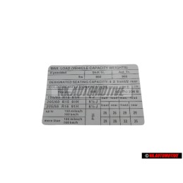 VW Original Adhesivo P. Presion Neumaticos - 1C0010238B