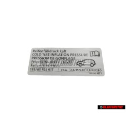 VW Original Adhesivo P. Presion Neumaticos - 2K0010422J