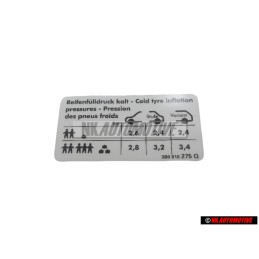 VW Original Adhesivo P. Presion Neumaticos - 3B0010275Q