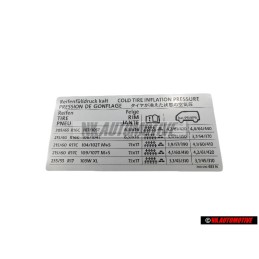 VW Original Adhesivo P. Presion Neumaticos - 7H0010483N