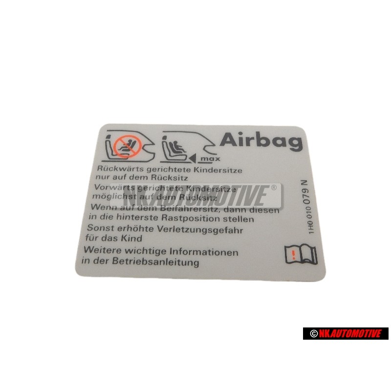 VW Original Adhesivo 'Airbag' Al Utilizar Asientos P. 