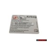 VW Original Adhesivo 'Airbag' Al Utilizar Asientos P. 