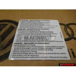 VW Original Adhesivo -Advertencia- Instrucciones De Seguridad - 1T0010342R