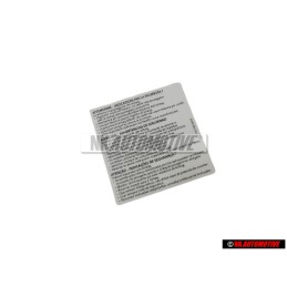 VW Original Adhesivo -Advertencia- Instrucciones De Seguridad - 1T0010342R