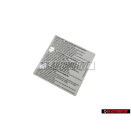 VW Original Adhesivo -Advertencia- Instrucciones De Seguridad - 1T0010342R