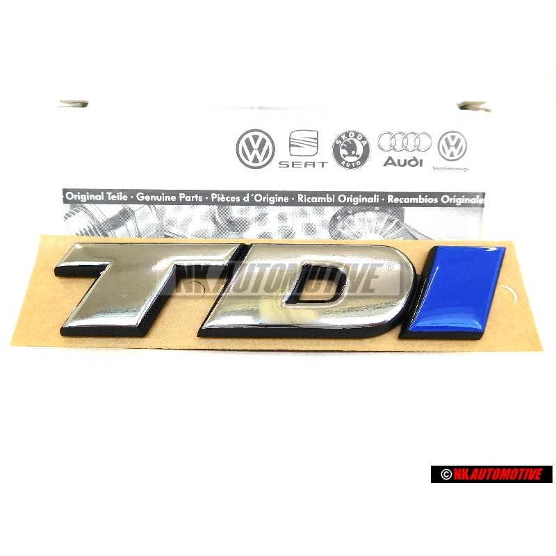 VW Original TDI Trasero Rotulo Insignia Emblema Cromo Azul - 7D0853675C HCE