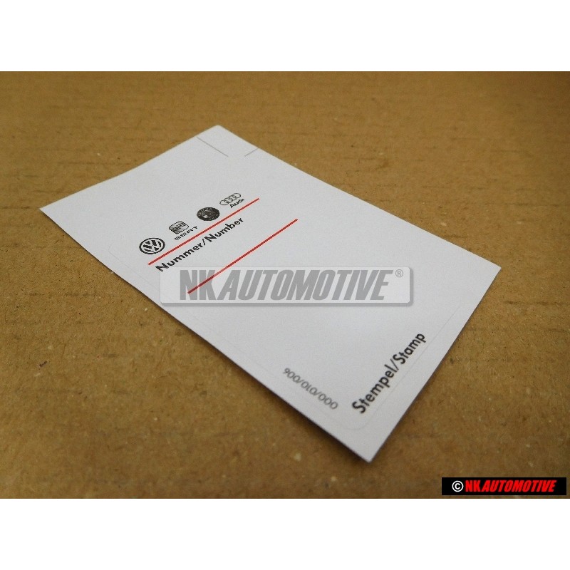 VW Original Rotulo Explicativo 'Unidad De Pedido 100' - 000010006