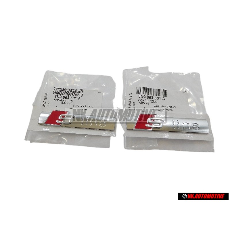2x Audi Original S-LINE Lado Rotulo Insignia Emblema Cromo Rojo - 8N0853601A