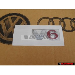 VW Original V6 Trasero Rotulo Insignia Emblema Cromo Rojo - 1J0853675AAGQF